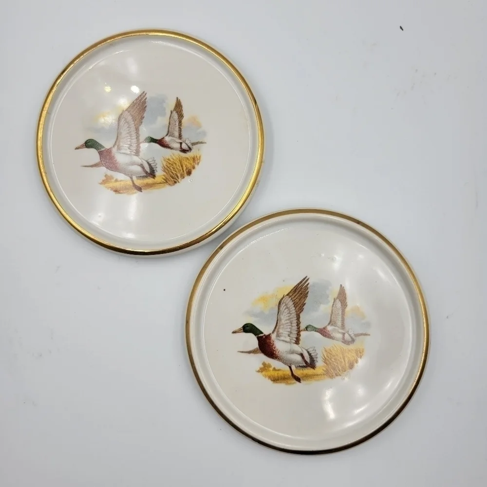 Set of 2 Vintage Pheasant Drink Coasters